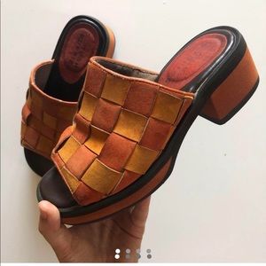 Suede orange sandals